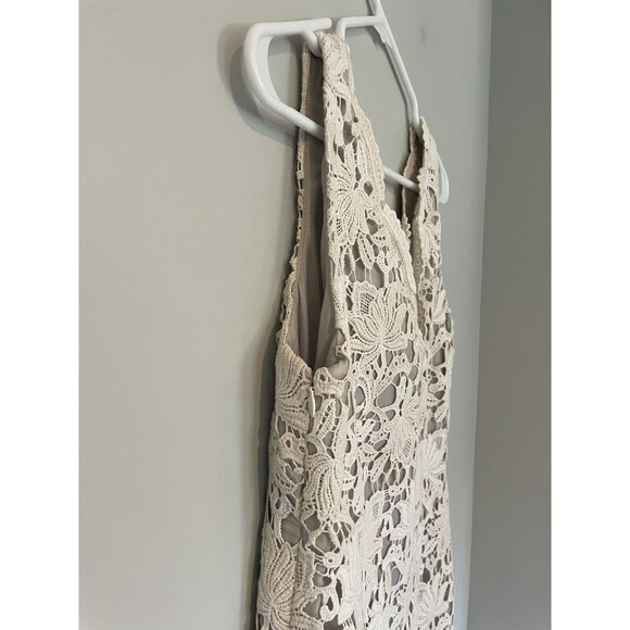 Ann Taylor Cream Lace Overlay Sheath Dress Sleeveless Gray Lining Size 6 Classic - Picture 5 of 7